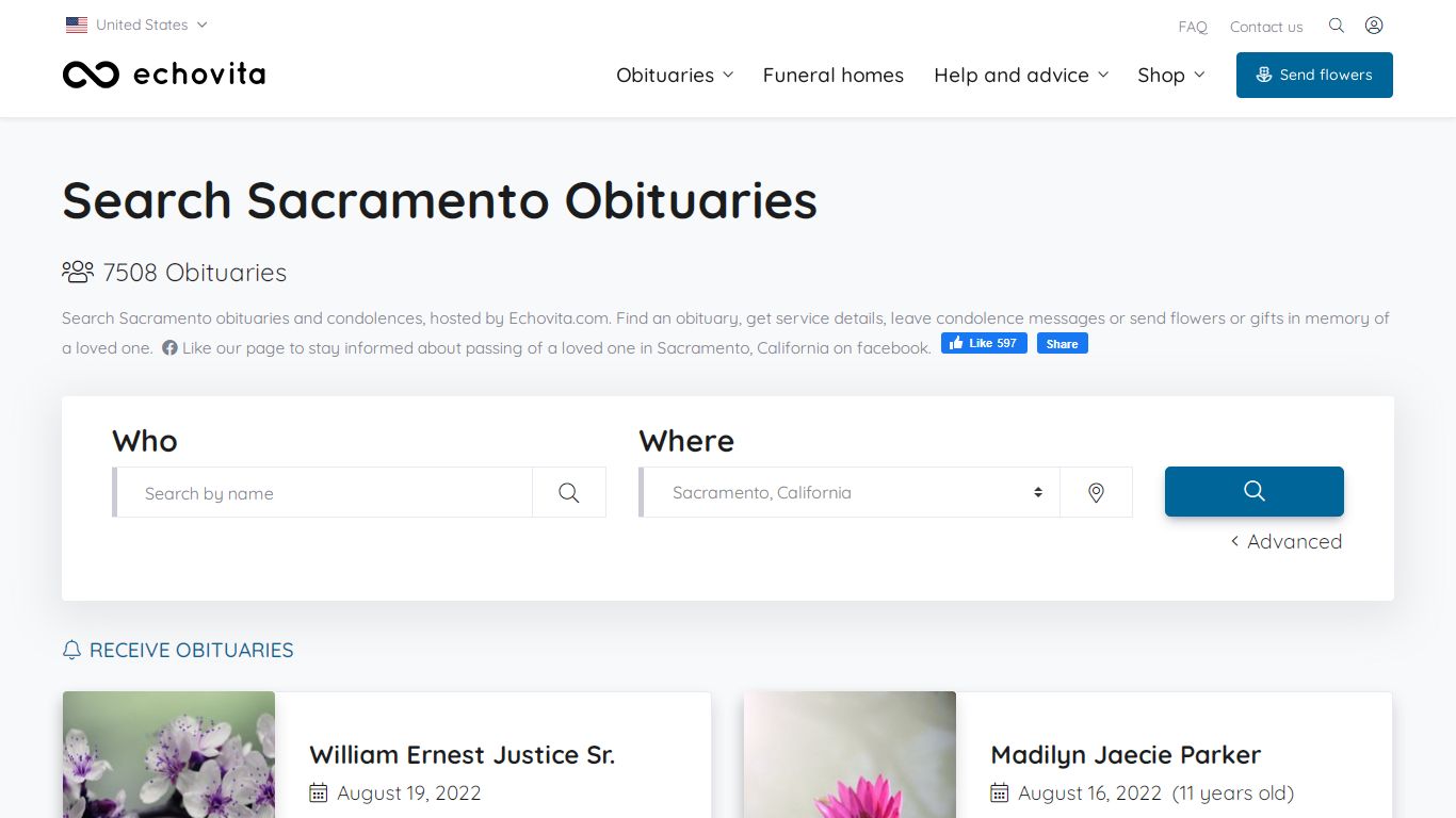 Sacramento Obituaries - Latest Obituaries in Sacramento, CA - Echovita